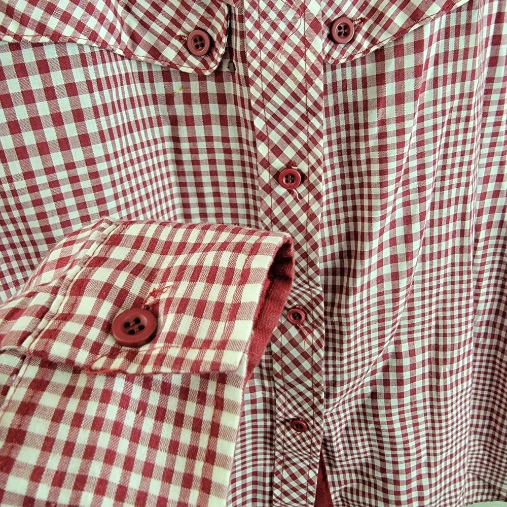 Vintage 80s Fenton Red Plaid Western Button Down Women's Shirt Size 15/16 - Picture 6 of 14